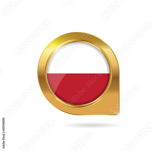 Flag of Poland, location map pin, pointer flag, button with the reflection of light and shadow, gold frame, Icon country. Realistic vector illustration on white background Free Download Flag of Poland, location map pin, pointer flag, button with the reflection of light and shadow, gold frame, Icon country. Realistic vector illustration on white background - GFXLoad