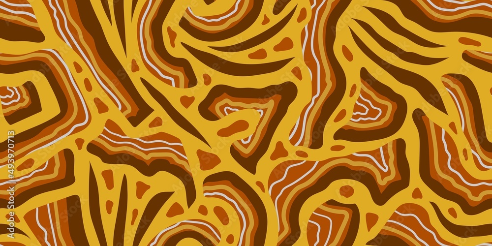 Fototapeta premium ABSTRACT VECTOR SEAMLESS YELLOW BANNER WITH SECTIONS OF BROWN SHAPELESS STONES