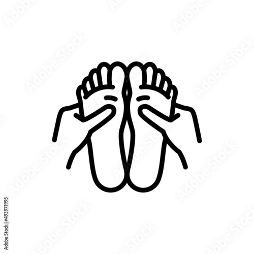 Foot massage line color icon. Physiotherapy, acupuncture.