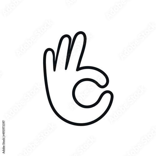 ok hand gesture icon logo vector line 
 photo