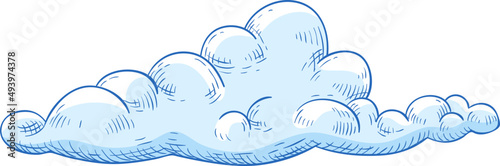 Curly Cloud Colored Hand Drawn Illustration