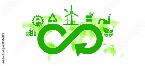 circular economy icons on white background	