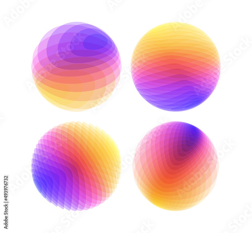 Set of spheres. Abstract geometric design. Vector illustration made of various overlapping elements. Applicable for banners, placards, posters or flyers.