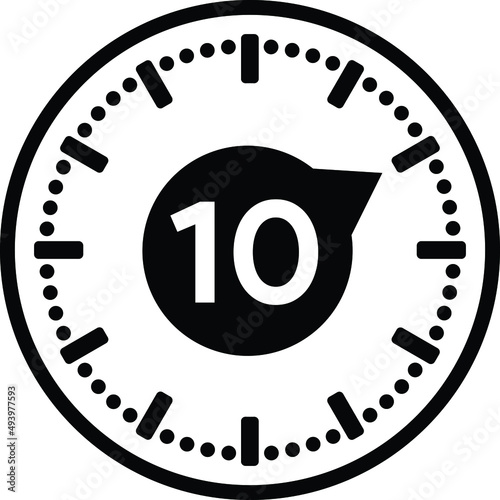 10 Minutes timers Clocks, Timer 10 mins icon, countdown icon. Time measure.