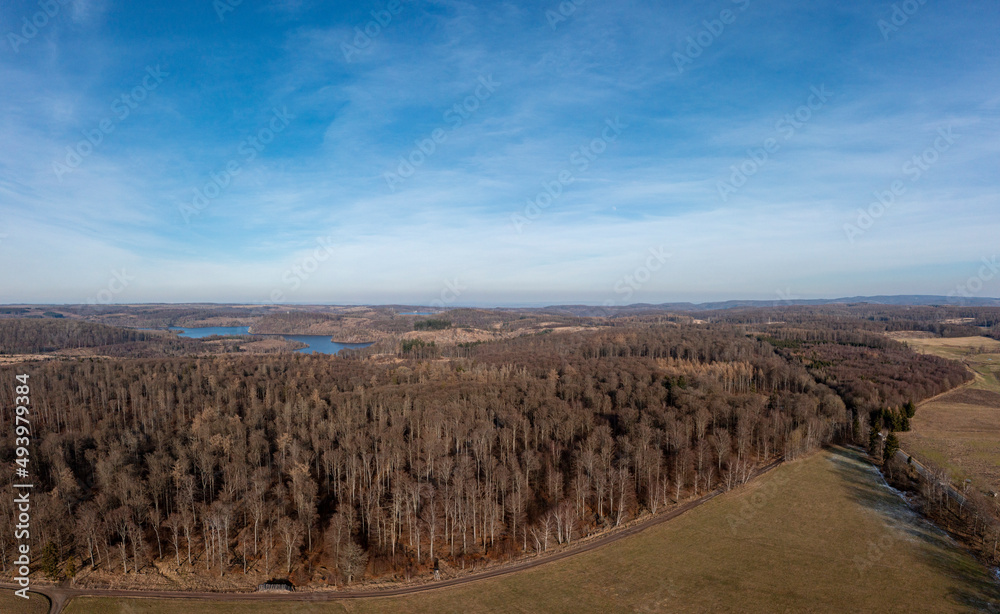Naklejka premium Blick über den Harz zur Rappodetalsperre