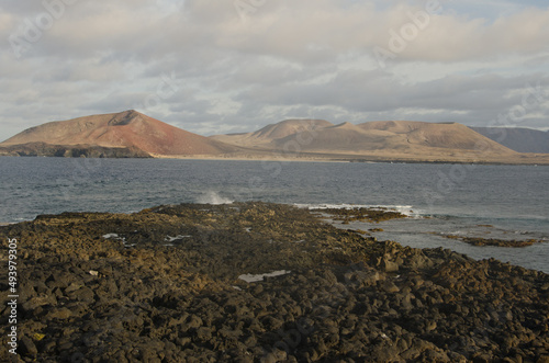 Northwest of La Graciosa from southeast of Montana Clara. Chinijo Archipelago Natural Park. Canary Islands. Spain.