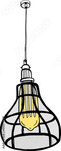 Modern Lamp Contour Hand Drawn Illustration