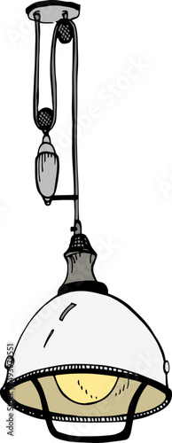 Stylish Loft Lamp Outline Hand Drawn Illustration