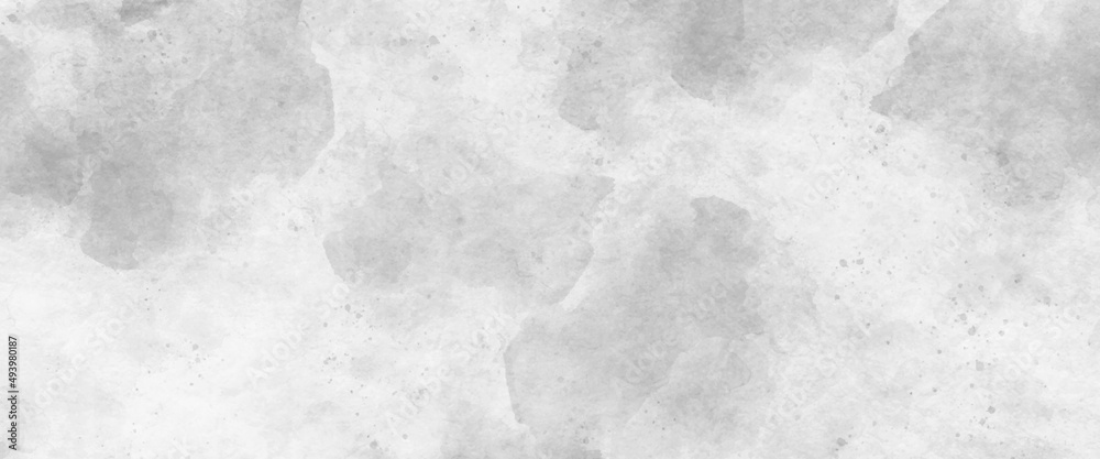 Fototapeta premium Watercolor background in white and gray painting with cloudy distressed texture and marbled grunge, white background paper with white marble texture, White concrete wall as background.