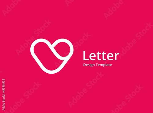Letter V with heart logo icon design template elements