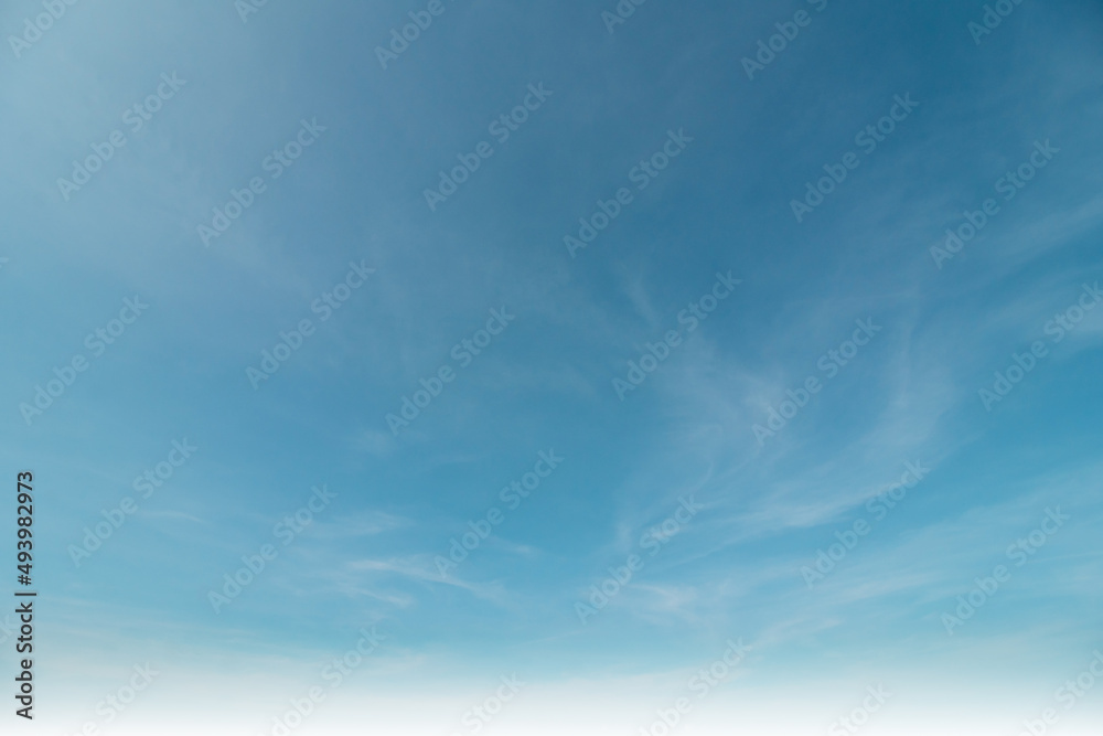 Obraz premium Summer blue sky cloud gradient light white background. Beauty clear cloudy in sunshine calm bright winter air bacground. Gloomy vivid cyan landscape in environment day horizon skyline view spring wind