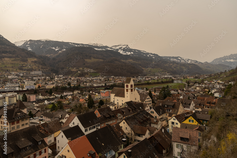 View over the area of Sargans in Switzerland