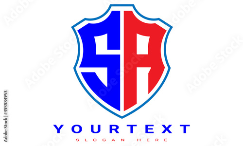 SA shield sports two letter geometric modern unique minimalist creative logo design, vector template