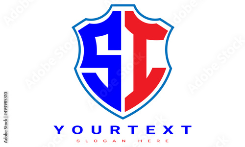 SI shield sports two letter geometric modern unique minimalist creative logo design, vector template