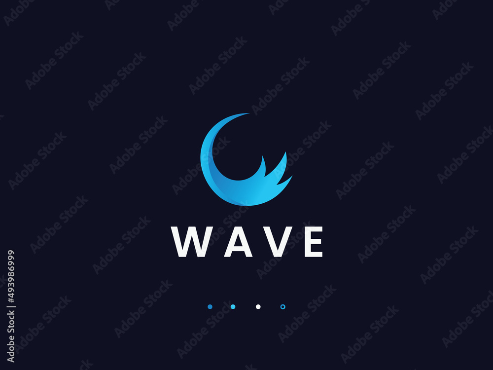 creative blue sea wave logo design template