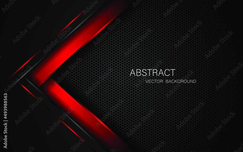 Abstract black and red polygons overlapped on dark steel mesh background with free space for design. modern technology innovation concept background Abstract black and red polygons overlapped on dark steel mesh background with free space for design. modern technology innovation concept background