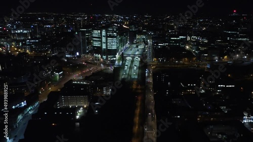 Generic night aerial view of Birmingham UK city centre photo