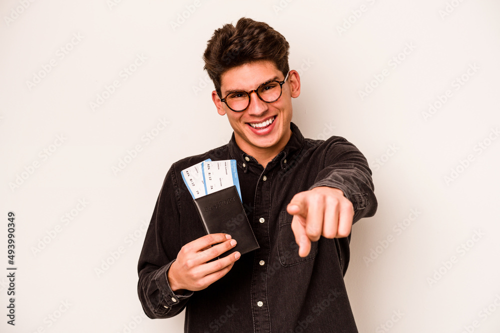 Young traveler caucasian man isolated on white background Young traveler caucasian man isolated on white background