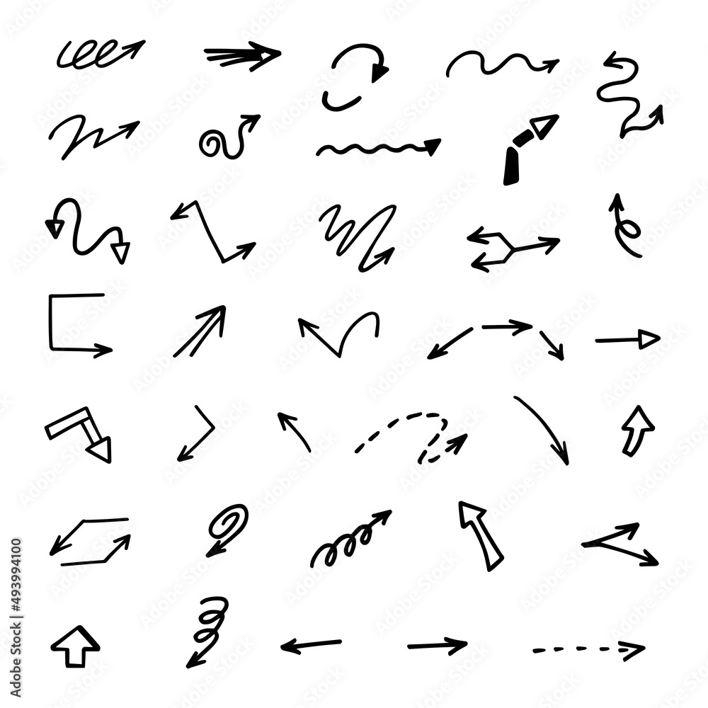 Vector set of hand-drawn arrows, elements for presentation Vector set of hand-drawn arrows, elements for presentation