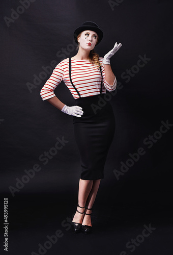 Slika na platnu Whos Marcel Marceau. Studio shot of a female mime.