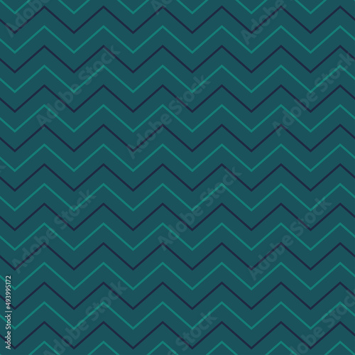 Blue seamless pattern with green and navy thin chevron.