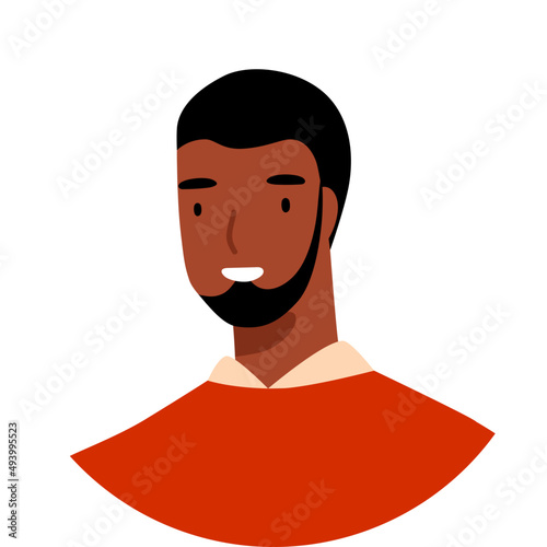 African American Man Portrait at Round White Frame Illustration