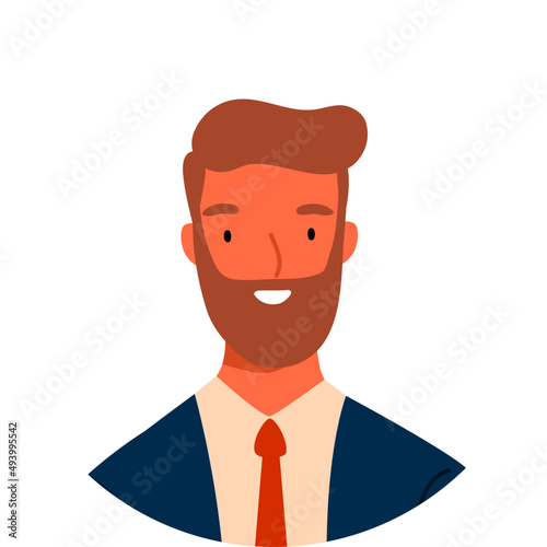 Happy Man Portrait at Round White Frame Cartoon Illustration