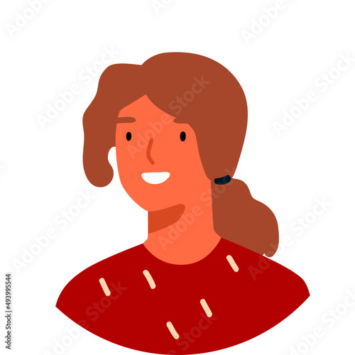 Woman Face at Round White Frame Cartoon Illustration