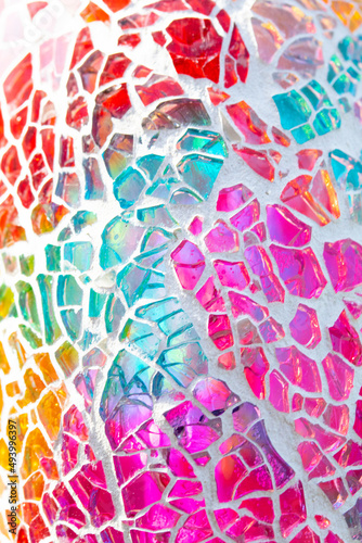 Rainbow Vibrant Coloured Shattered Glasss Mosaic Background