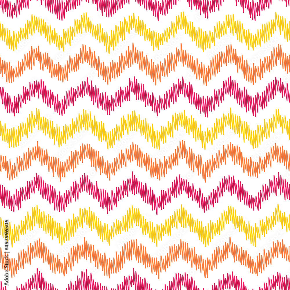 White seamless pattern with colorful hand drawn chevron. White seamless pattern with colorful hand drawn chevron.