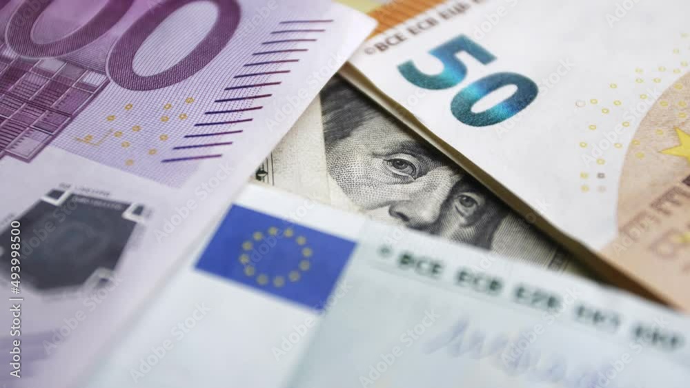 Cash bank notes of foreign countries. Rotation close up Cash bank notes of foreign countries. Rotation close up