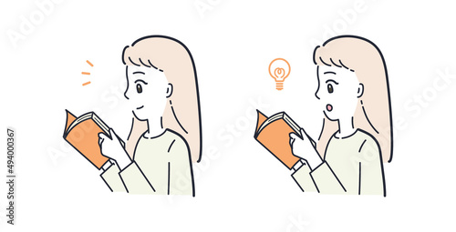 読書する女性のイラスト素材