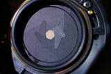 Closeup shot of the diaphragm of a camera lens aperture