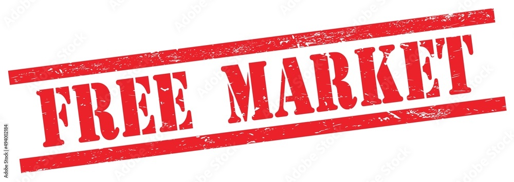 FREE MARKET text on red grungy rectangle stamp. FREE MARKET text on red grungy rectangle stamp.