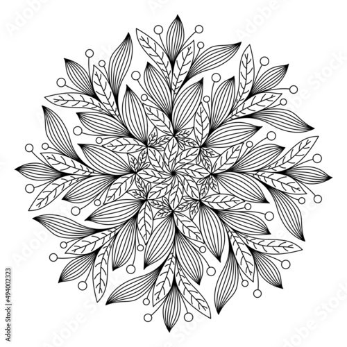 VECTOR COLORING IN THE FORM OF A ROUND PLANT MANDALA