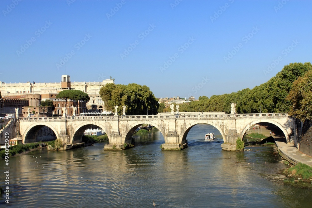 landscape with bridge in Rome, Italy