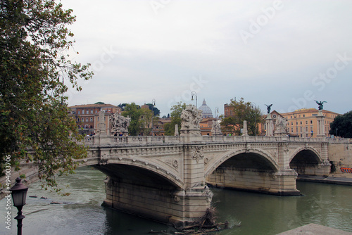 City landscape with bridge bridge in Rome, Italy