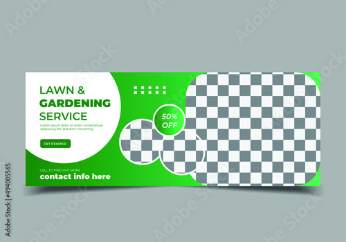 Lawn garden or landscaping social media banner template, web banner template