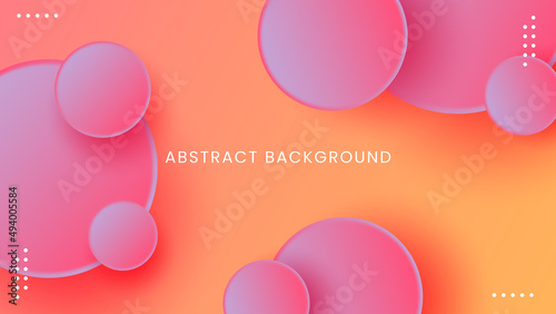 Abstract simple gradient red and yellow background with neomorphic elements. photo