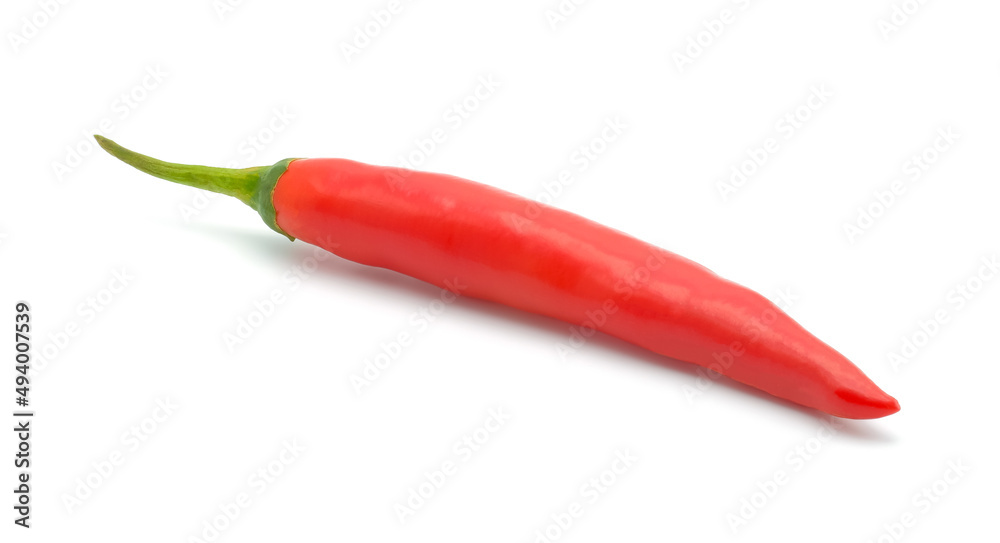Fresh red chili pepper isolated on a white background. Chili hot pepper.