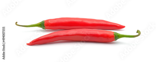 Fresh red chili pepper isolated on a white background. Chili hot pepper.