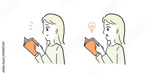 読書する女性のイラスト素材