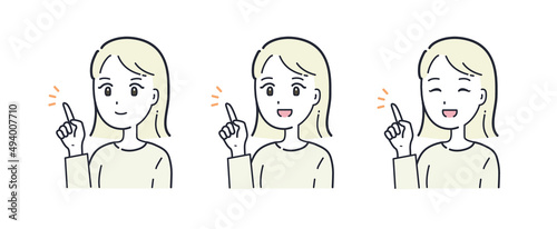 人差し指で指をさす女性のイラスト素材