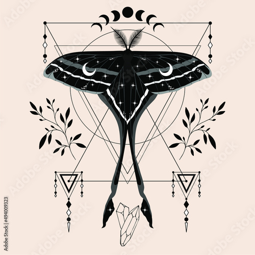 Beautiful cute vector illustration of butterfly in retro colors. For print for T-shirts and bags, decor element.