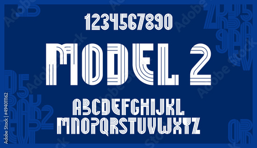 Abstract geometric original font vector typeset, logo creation alphabet minimal tech linear geometry style, stylish square unique tile letters set, uppercase and numbers set.