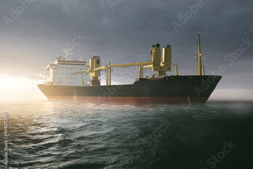 Bulk Carrier Ship (3D Rendering)