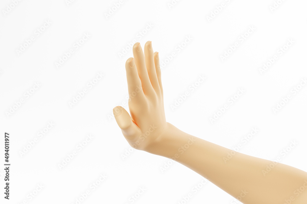 hand gesture in white background. no, refuse, forbidden. 3d rendering illustration.