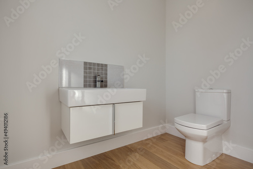 Canvas Print Modern new sink and toilet cloakroom
