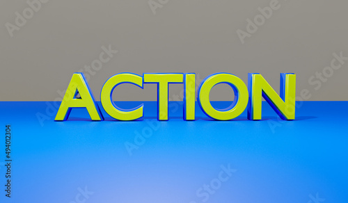 3d blue on background letters action