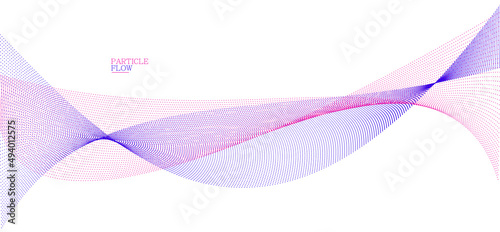 Smooth background with wave of flowing particles abstract vector art, easy and soft relaxing curve lines dots in motion, airy and soft illustration.